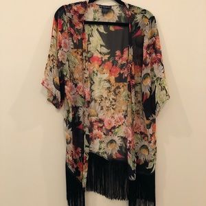 Floral Fringe Kimono